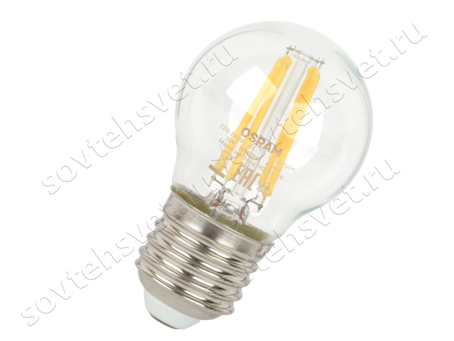 Изображение товара: Лампа светодиодная диммируемая филаментная шарик OSRAM Parathom CLAS P 40 5W/927 CL E27 FIL DIM 470lm купить в СовТехСвет