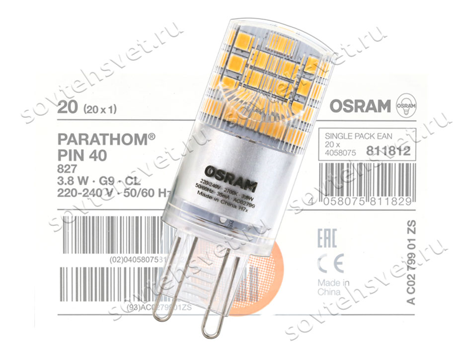 Изображение товара: OSRAM PARATHOM LED PIN G9 40 3.8W/827 CL 4058075811812 AC02799 купить в СовТехСвет