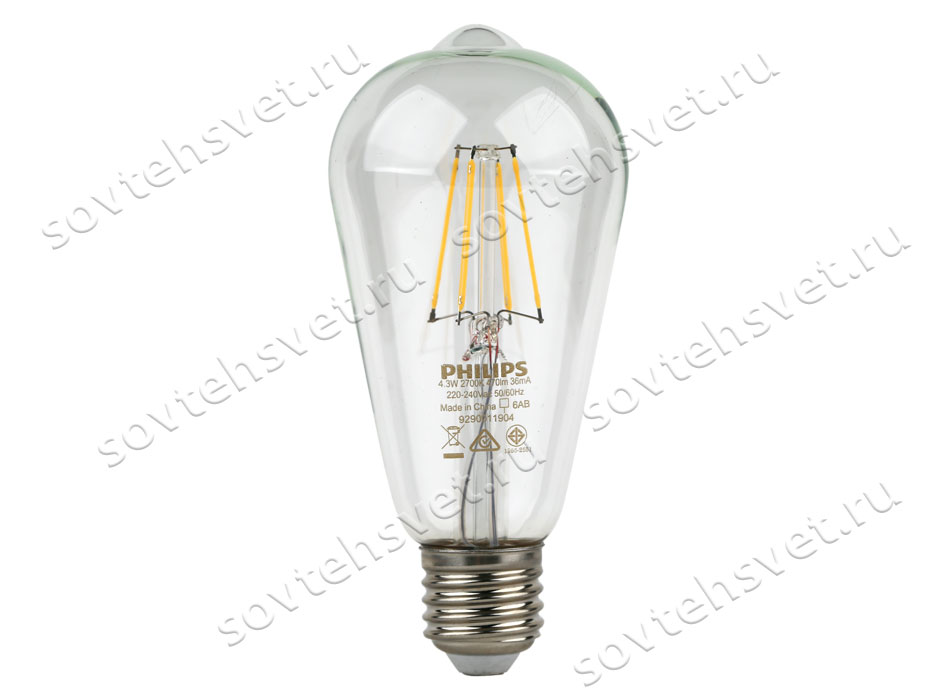 Изображение товара: LED Fila ST64 70 7.5W/827 E27 / 8718696525272 PHILIPS / светодиодная филаментная лампа купить в СовТехСвет